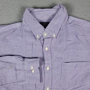 Banana Republic Purple Striped Mens Long Sleeve Button Up Shirt Size Large 16
